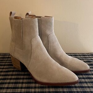 MADEWELL The Western Ankle Boots Beige Suede Women's Size 10  Block Heel #624